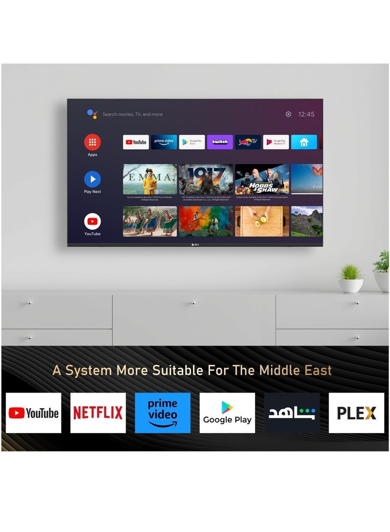 اس بي جي تلفزيون SPJ الذكي LED بنظام أندرويد بدقة 4K UHD مقاس 50 بوصة، شاشة HDR، واي فاي، جهاز تحكم عن بعد للتحكم الصوتي، منافذ HDMI وUSB، نتفليكس، يوتيوب، وجوجل بلاي، أسود - Image 2